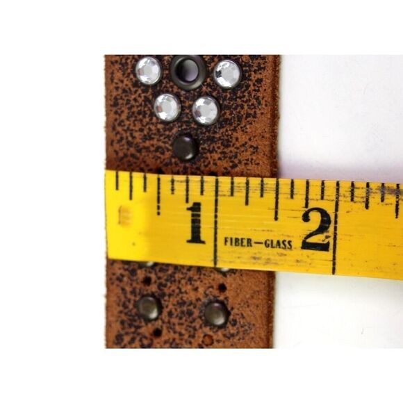 Aldo BROWN GENUINE LEATHER 1 3/8"Wd STUDDED DRESS CASUAL WOMEN'S BELT Sz L (C85 - Picture 9 of 11